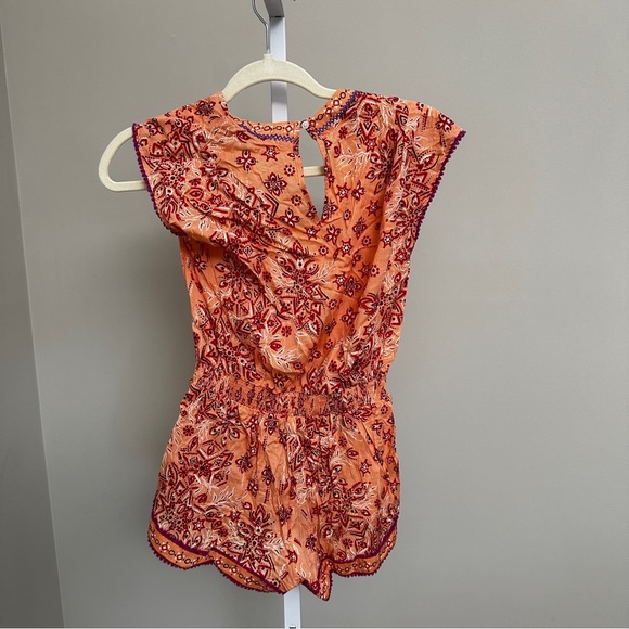 Poupette St. Barth - Kids Anaik Short Jumpsuit - Orange Bijou size S - Picture 4 of 5